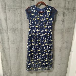Wonder Nation Blue Dress with Yellow Floral Embroidered Overlay Size XXL